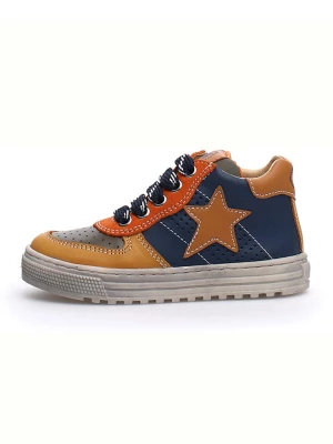 Naturino Skórzane sneakersy "Hess" w kolorze granatowo-pomarańczowym rozmiar: 25