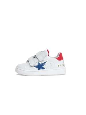 Naturino Skórzane sneakersy "Pinn" w kolorze białym ze wzorem rozmiar: 29