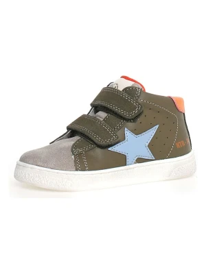 Naturino Skórzane sneakersy "Pinn" w kolorze oliwkowo-pomarańczowo-błękitnym rozmiar: 36