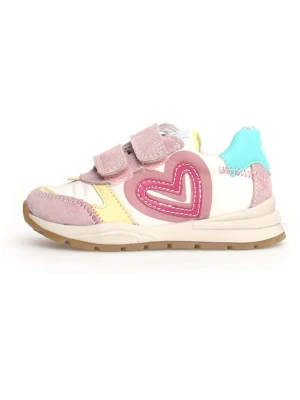 Naturino Skórzane sneakersy "Quelly" w kolorze jasnoróżowo-biało-kremowym rozmiar: 30