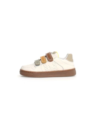 Naturino Skórzane sneakersy "Theral" w kolorze kremowym ze wzorem rozmiar: 30