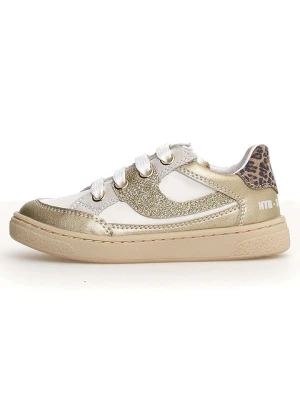 Naturino Skórzane sneakersy w kolorze złoto-białym rozmiar: 31