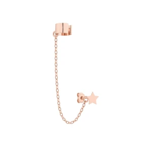 Nausznica w różowym złocie  z łańcuszkiem i gwiazdką SOTHO