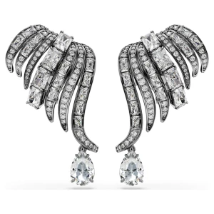 Nausznice The Vienna Collection, Pióro, Białe, Powłoka z rutenu Swarovski