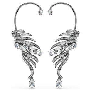 Nausznice The Vienna Collection, Pióro, Białe, Powłoka z rutenu Swarovski