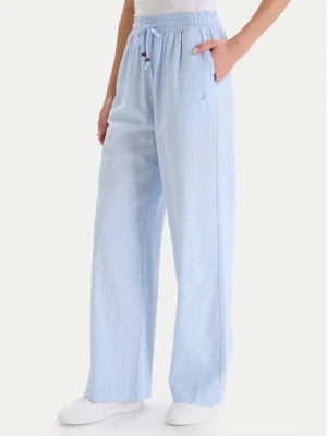 Nautica Spodnie materiałowe W126-NALTR-1020-23X Błękitny Wide Leg Niebieski jasny