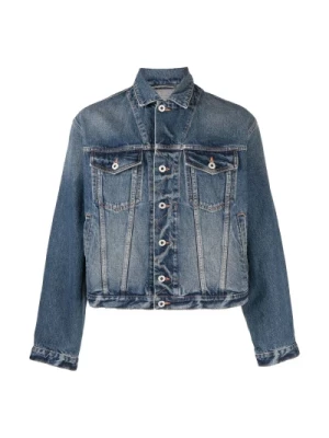 Navy Blue Cropped Denim Jacket Kenzo