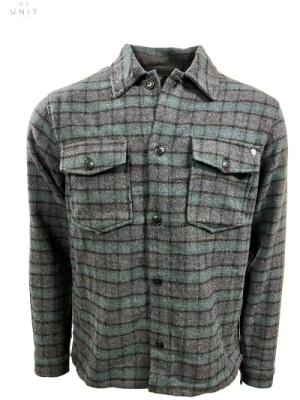 Navy Check Overshirt Stylowa Kurtka Blue de Gênes