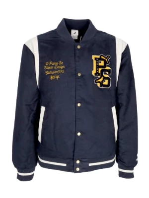 Navy Varsity Jacket Streetwear Mężczyźni Puma