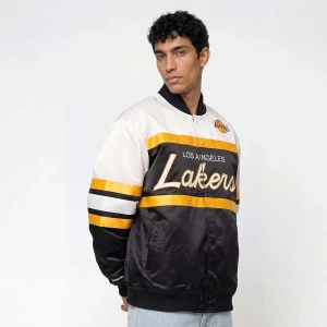 NBA L.A. Lakers Team Color Head Coach Light Weight Satin Jacket Mitchell & Ness