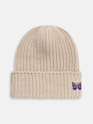 Needles czapka wełniana Watch Cap kolor beżowy RW056