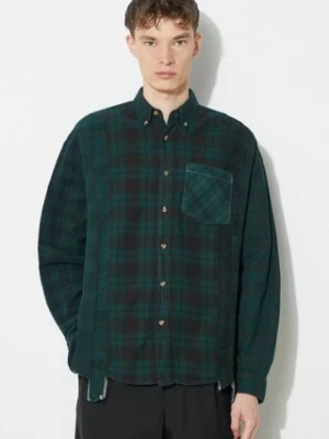 Needles koszula bawełniana Flannel Shirt męska kolor zielony relaxed z kołnierzykiem button-down NS303