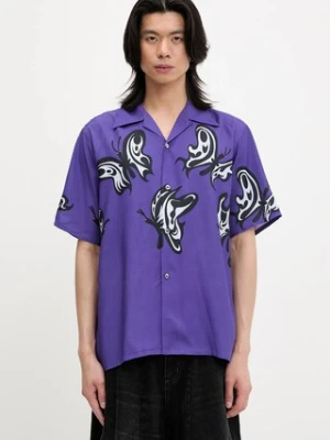 Needles koszula x Kae Tanaka S/S One-Up męska kolor fioletowy relaxed z kołnierzykiem klasycznym QV432