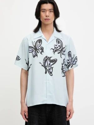 Needles koszula x Kae Tanaka S/S One-Up męska kolor niebieski relaxed z kołnierzykiem klasycznym QV432