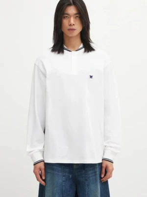 Needles longsleeve bawełniany kolor biały gładki RW347