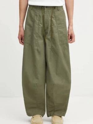 Needles spodnie bawełniane H.D. Fatigue męskie kolor zielony proste RW237
