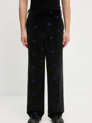 Needles spodnie bawełniane Papillon Emb. Corduroy męskie kolor czarny proste RW109