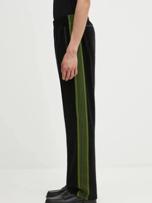 Needles spodnie dresowe Narrow Track Pant męskie kolor czarny z aplikacją RW325