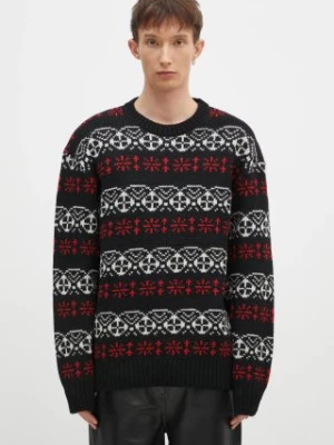 Needles sweter wełniany Crew Neck Sweater męski kolor czarny ciepły PU317