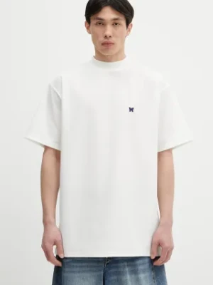 Needles t-shirt S/S Mock Neck męski kolor biały gładki QV353