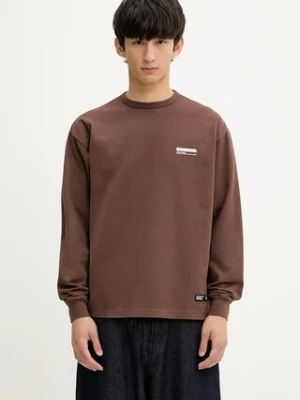 NEIGHBORHOOD bluza bawełniana Classic Crewneck Ls męska kolor brązowy z nadrukiem 251FPNH.CSM03