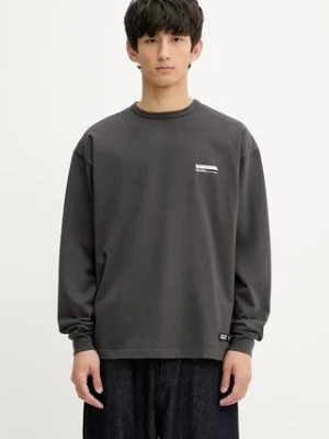 NEIGHBORHOOD bluza bawełniana Classic Crewneck Ls męska kolor szary z nadrukiem 251FPNH.CSM03