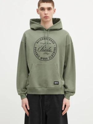 NEIGHBORHOOD bluza bawełniana Classic Sweat Hoodie Ls męska kolor zielony z kapturem z nadrukiem 242FPNH.CSM02