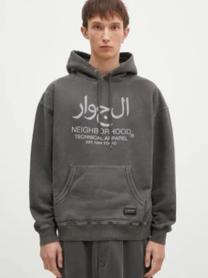 NEIGHBORHOOD bluza bawełniana Pigment Dyed Sweat Hoodie Longsleeve męska kolor szary z kapturem z nadrukiem 242UNNH.CSM02