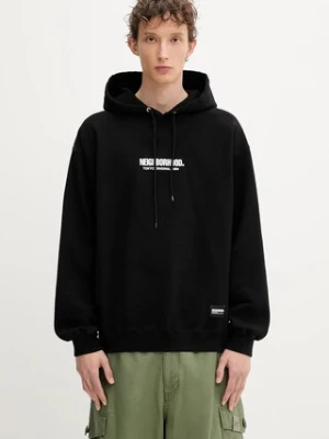 NEIGHBORHOOD bluza bawełniana SOLID SWEAT męska kolor czarny z kapturem z nadrukiem 251UWNH-CSM04