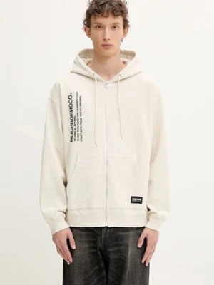 NEIGHBORHOOD bluza bawełniana SOLID SWEAT ZIP męska kolor szary z kapturem z nadrukiem 251UWNH-CSM05