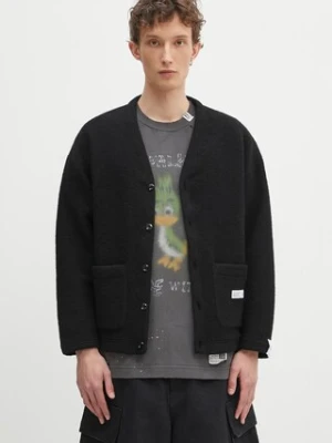 NEIGHBORHOOD kardigan wełniany Wool Jersey Cardigan męski kolor czarny 242FPNH.CSM14