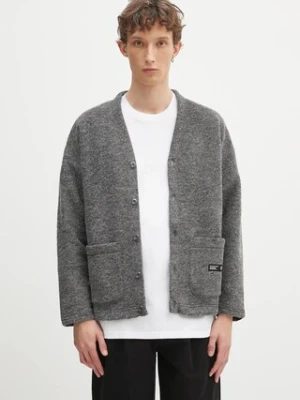 NEIGHBORHOOD kardigan wełniany Wool Jersey Cardigan męski kolor szary 242FPNH.CSM14