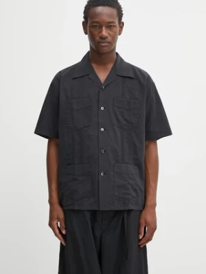 NEIGHBORHOOD koszula bawełniana guayabera shirt ss męska kolor czarny regular 251AQNH-SHM05