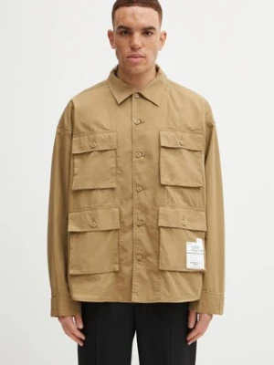 NEIGHBORHOOD koszula bawełniana UTILITY SHIRT LS męska kolor beżowy regular z kołnierzykiem klasycznym 252AQNH.SHM04