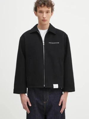NEIGHBORHOOD kurtka wełniana Melton Zip Work Jacket kolor czarny przejściowa 242ZANH.JKM01