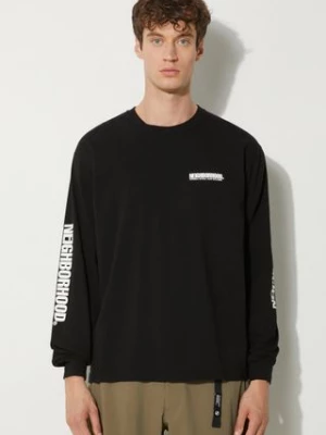 NEIGHBORHOOD longsleeve bawełniany kolor czarny z nadrukiem 241PCNH.LT01