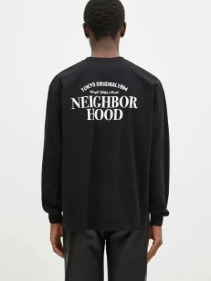 NEIGHBORHOOD longsleeve bawełniany kolor czarny z nadrukiem 242PCNH.LT02