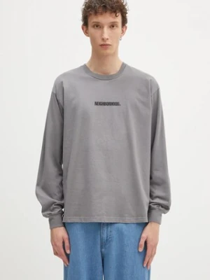 NEIGHBORHOOD longsleeve bawełniany NH . Tee LS-3 kolor szary z nadrukiem 242PCNH.LT03