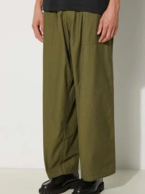 NEIGHBORHOOD spodnie bawełniane Wide Baker Pants kolor zielony proste 241AQNH.PTM01