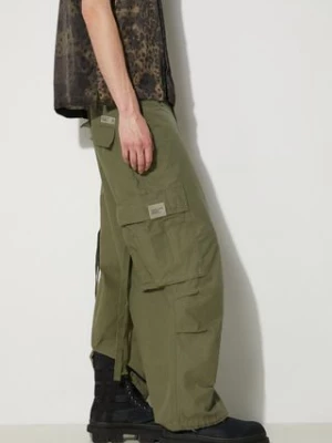 NEIGHBORHOOD spodnie bawełniane Wide Cargo Pants kolor zielony w fasonie cargo 241YTNH.PTM06