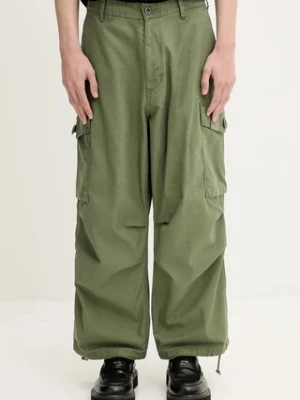 NEIGHBORHOOD spodnie bawełniane Wide Cargo Pants męskie kolor zielony w fasonie cargo 251SPNH.PTM06