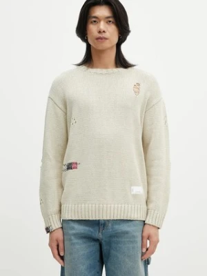 NEIGHBORHOOD sweter bawełniany Savage Crewneck Sweater męski kolor beżowy ciepły 251FUNH.KNM03