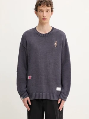 NEIGHBORHOOD sweter bawełniany Savage Crewneck Sweater męski kolor granatowy ciepły 251FUNH.KNM03