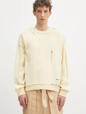 NEIGHBORHOOD sweter z domieszką wełny Savage Crewneck Sweater męski kolor żółty 242FUNH.KNM01