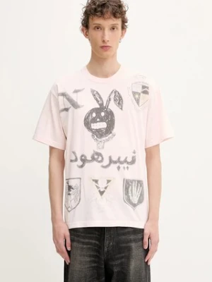 NEIGHBORHOOD t-shirt bawełniany NH . TEE SS-17 męski kolor różowy z nadrukiem 251PCNH-ST17