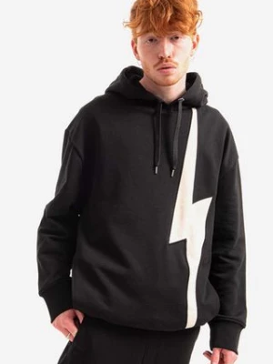 Neil Barett bluza bawełniana Easy Hooded Sweatshirt męska kolor czarny z kapturem z nadrukiem BJS059.S500C.1343-CZARNY Neil Barrett