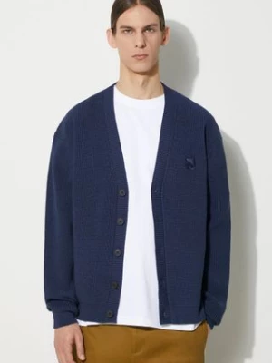 Neil Barrett kardigan Bold Fox Head Patch Comfort Ribbed Cardigan męski kolor granatowy MM00506KT1098 Maison Kitsuné