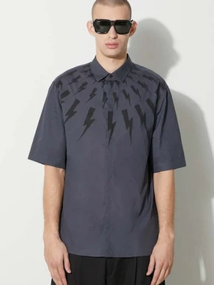 Neil Barrett koszula bawełniana LOOSE ROLLED UP FAIR-ISLE THUNDERBOLT