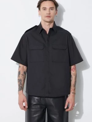 Neil Barrett koszula Loose Military Police Detail Short Sleeve Shirt męska kolor czarny regular z kołnierzykiem klasycznym MY60216A-Y037-001N