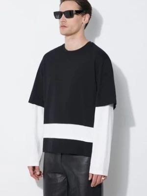 Neil Barrett longsleeve bawełniany Triple Layer Ready-Style Crew Neck kolor czarny gładki MY70275A-Y552-118N